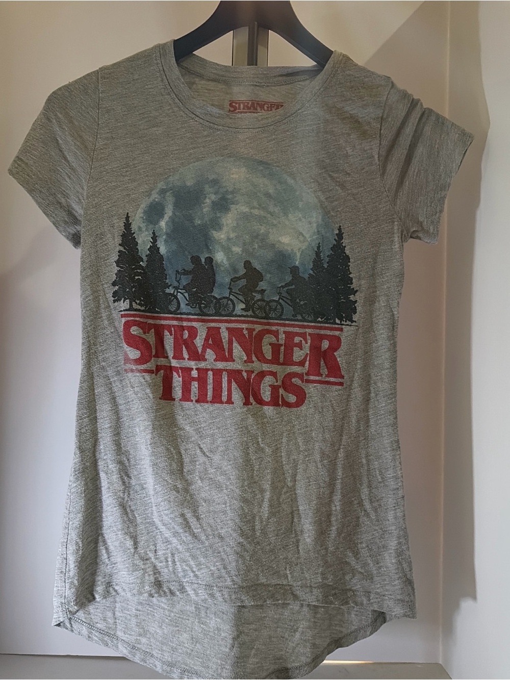Stranger Things Kids Gray Tee with Red Logo